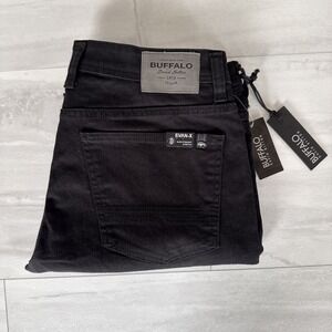 NEW Buffalo David Bitton Jeans Mens 34x30 Black Slim Straight Evan MSRP $109 NWT